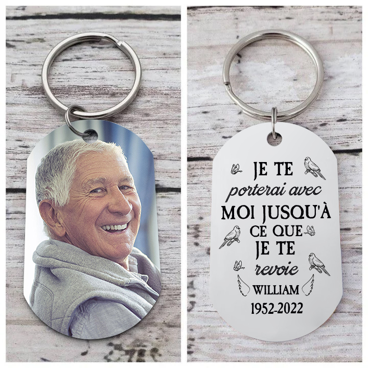 Porte-Clés Commémoratif Photo avec 1 Prénom et Années Personnalisé