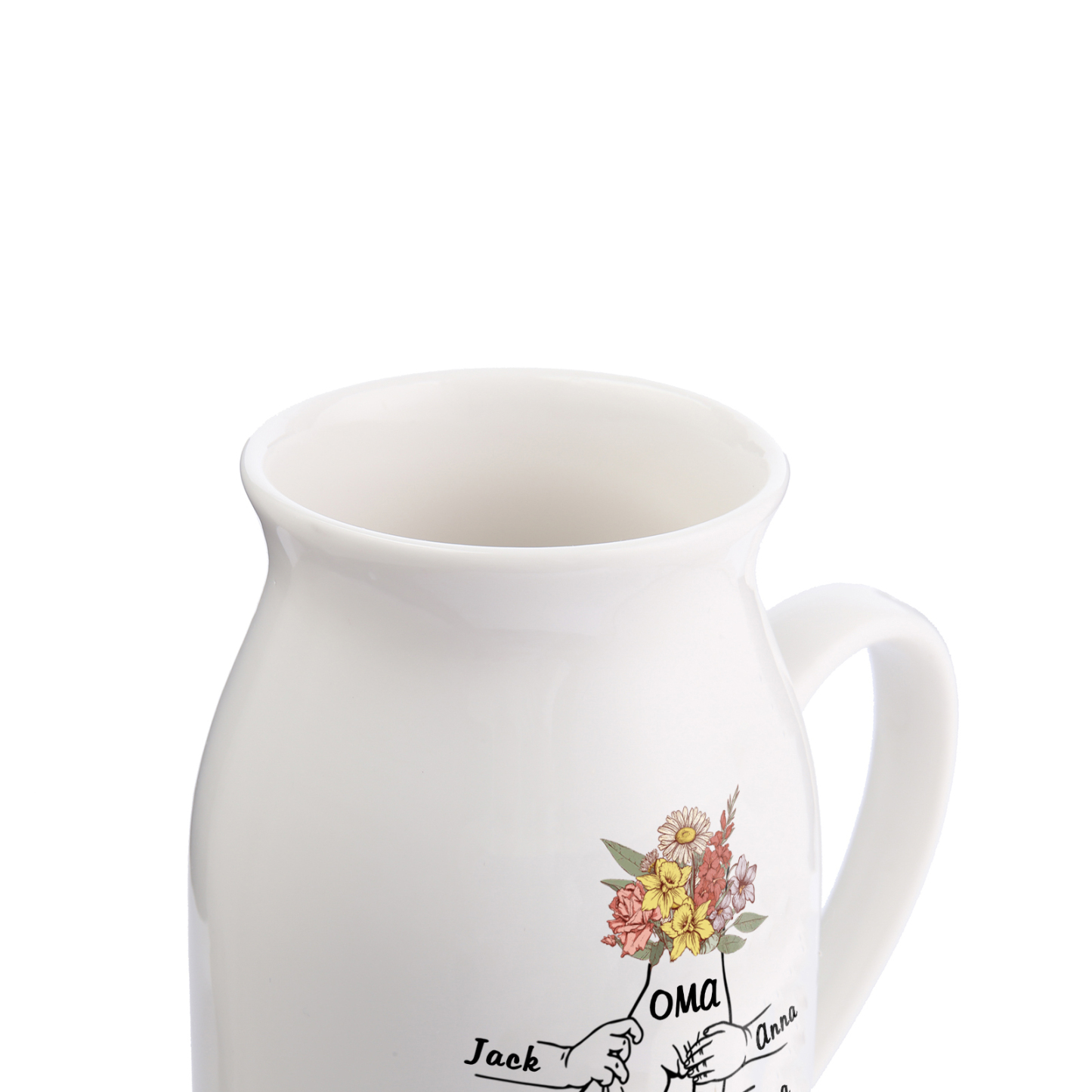 Vase à Fleurs la main dans la main 6 Prénoms Personnalisés avec Texte Décoration de la Maison