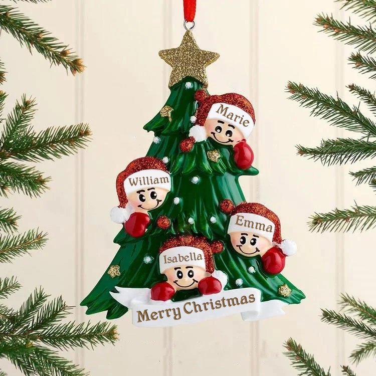 2-8 Noms Décoration Sapin Noël Poupées avec Sapin de Noël Personnalisés avec texte