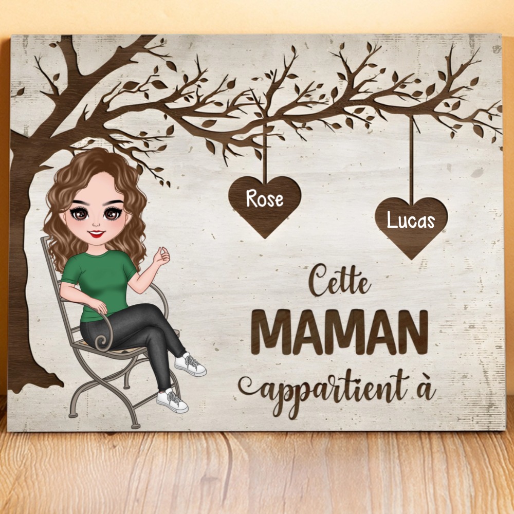 À Mamie - Cadre en Bois 1-8 Prénoms Personnalisés avec Illustrations Cadeau Pour Mamie | Jessemade