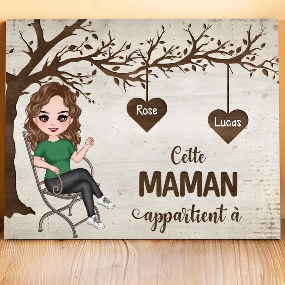 À Mamie - Cadre en Bois 1-8 Prénoms Personnalisés avec Illustrations Cadeau Pour Mamie | Jessemade