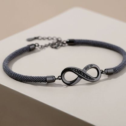2PCS Bracelets Infini 2 Prénoms Personnalisés pour Couple