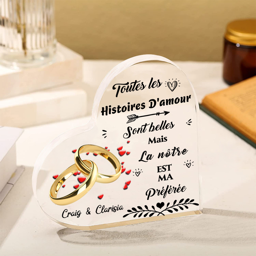 Plaque Acrylique 2 Prénoms Personnalisés Cadeau du saint-valentin pour Couple 