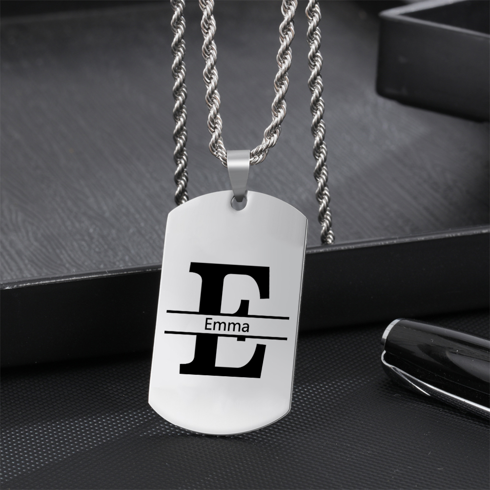 Collier Lettre 1 Prénom et Lettre Personnalisés avec Photo pour Homme|Jessemade
