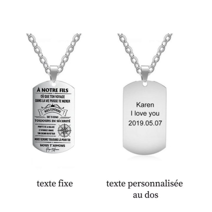À mon Fils - Collier Homme Texte Personnalisé Gravé au Dos | Jessemade