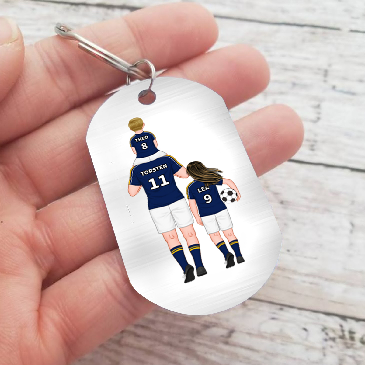 À mon Papa - Porte-Clés Famille du Football 2-4 Prénoms Personnalisés pour Famille | Jessemade
