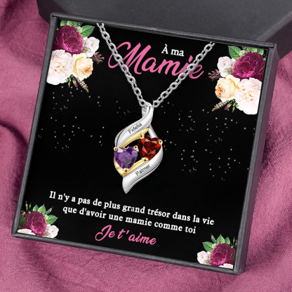 À Ma Mamie-Collier Personnalisé 2 pierres naissance ARGENT 925