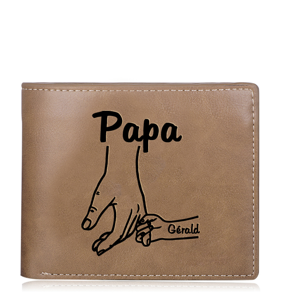 À mon Papa-Portefeuille La Main Dans La Main 1 Prénom Personnalisé Classique Homme Porte-Monnaie Carte | Cadeau Fête des Pères | Jessemade