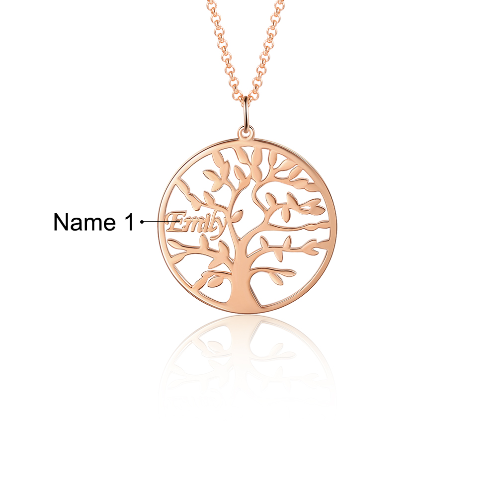 Collier Argent Arbre de vie Arbre généalogique 1 prenom