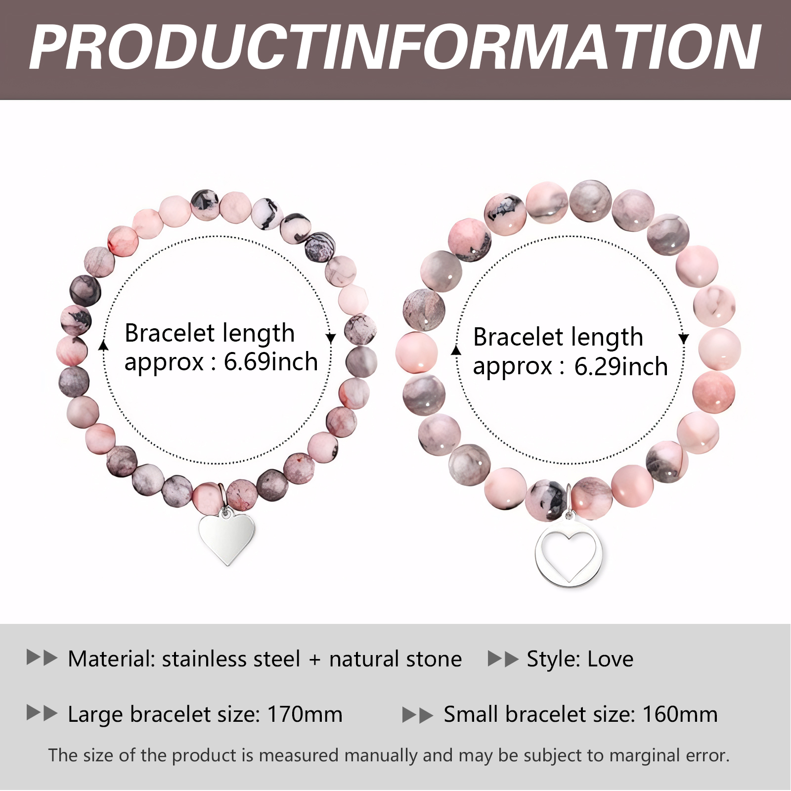 À Ma Fille - Bracelet en Commun 2PCS Ensemble de Bracelets Cœur Cadeau Rentrée Scolaire｜Jessemade