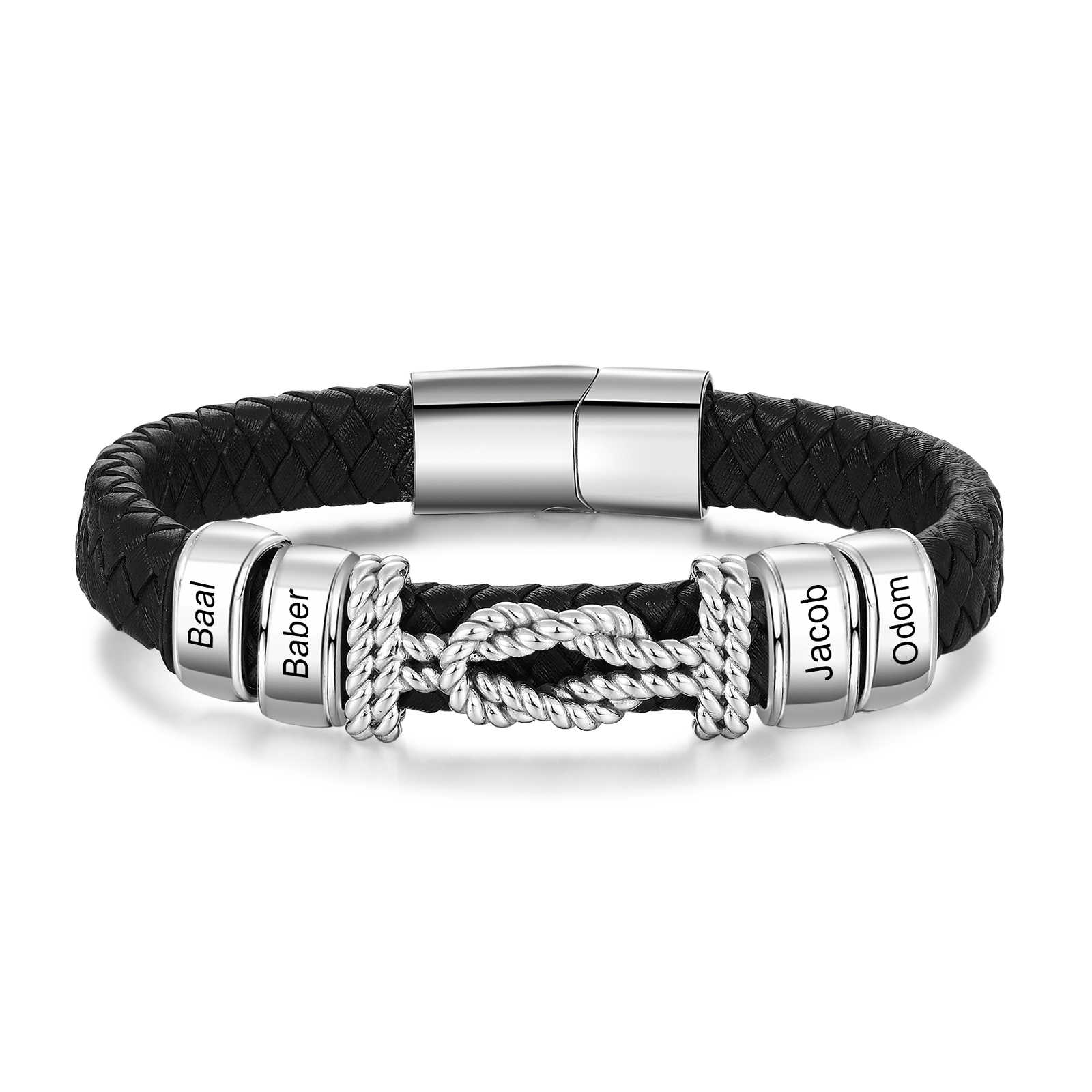 Bracelet en Cuir 4 Prénoms Personnalisé