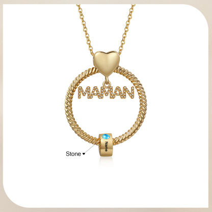 À ma Maman - Collier Pendentif 1 Prénom Personnalisé avec Pierre de naissance
