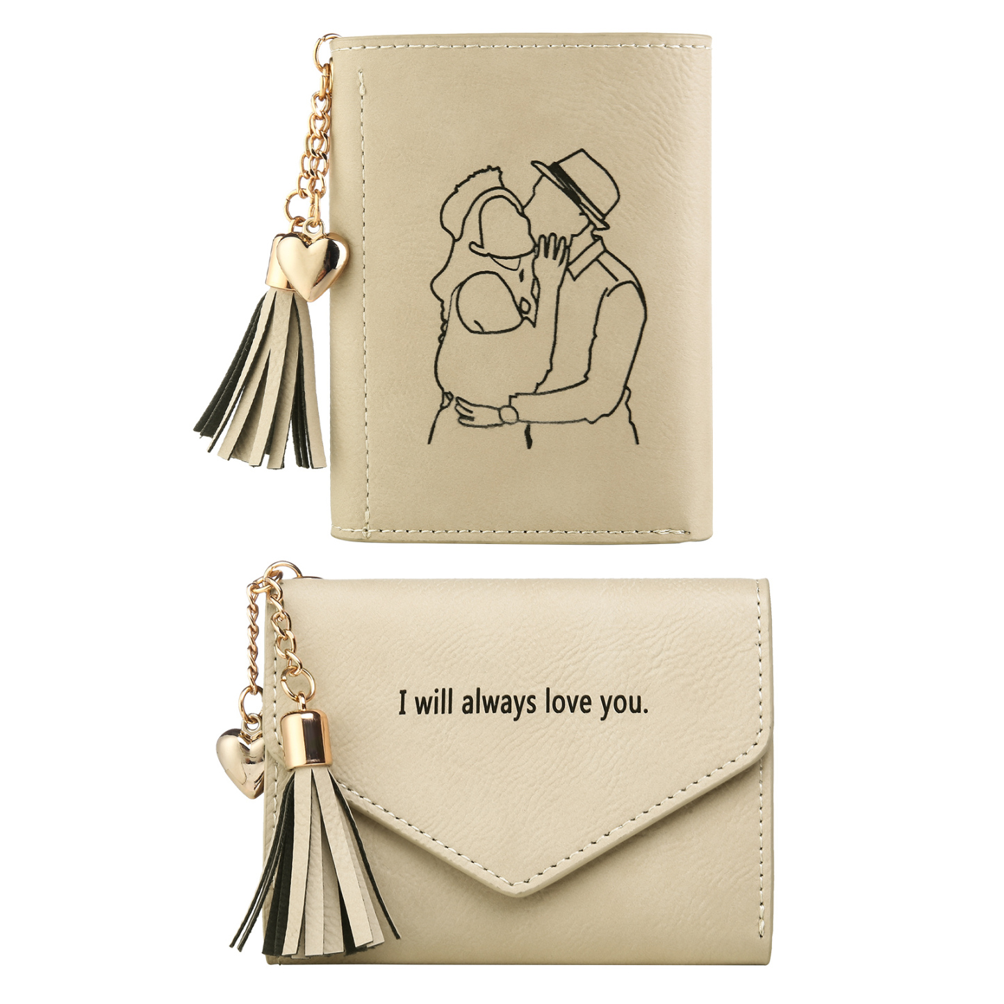 Portefeuille Femme Photo et Texte Personnalisés Porte-Monnaie Carte