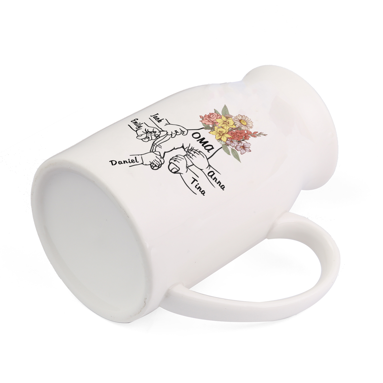 Vase à Fleurs la main dans la main 5 Prénoms Personnalisés avec Texte Décoration de la Maison