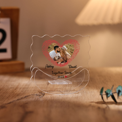 Ornements Panneau Acrylique 2 Prénoms et Photo Personnalisés avec Texte pour Couple