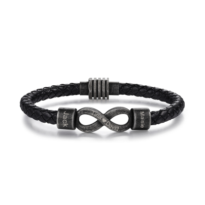 À Mon Homme - Bracelet Infini 2 Prénoms Personnalisés avec Texte Bracelet Homme