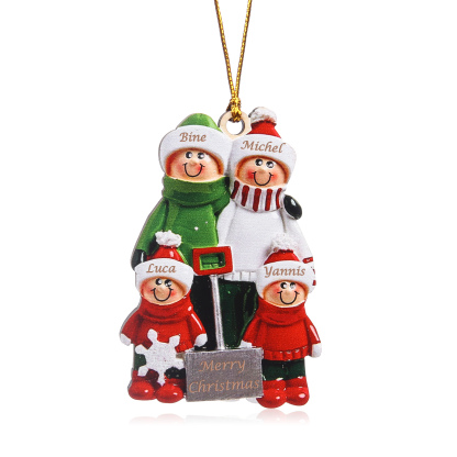 Décoration Sapin Noël Poupée 4 Prénoms Personnalisés avec Texte