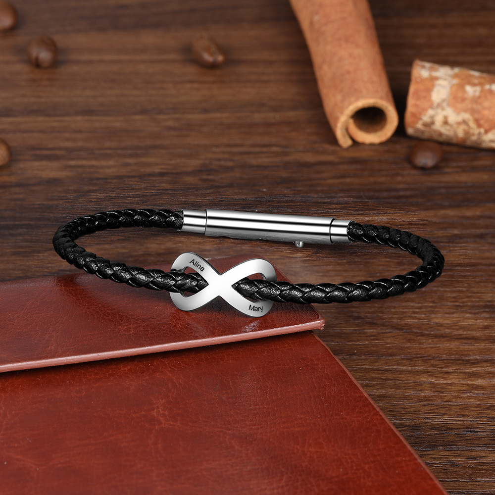 Bracelet Infini 2 Prénoms Personnalisés Bracelets pour couple｜Jessemade