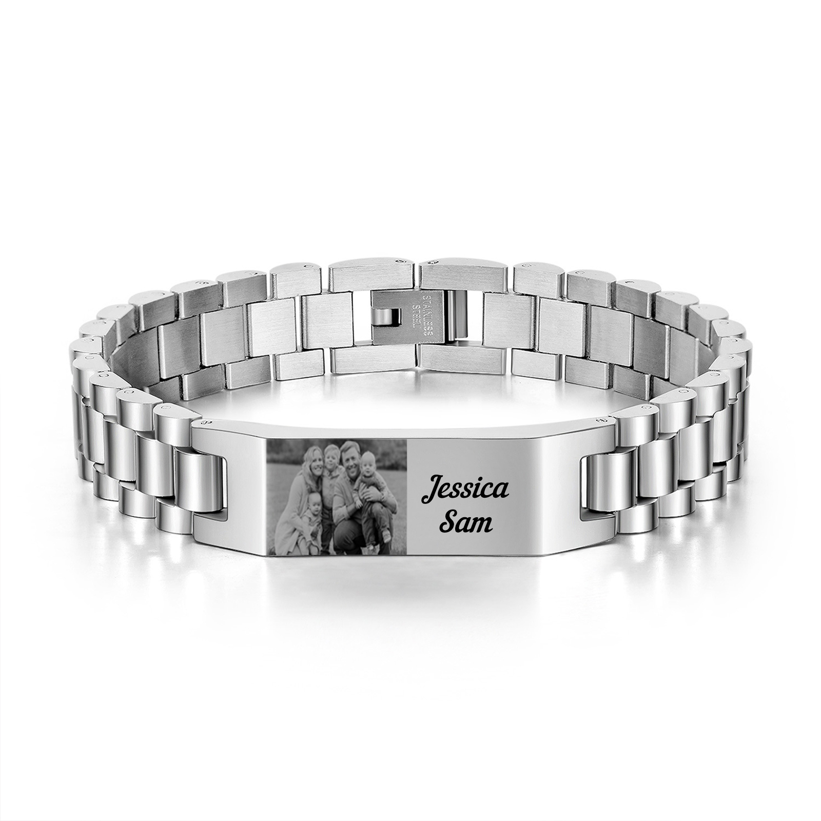À Mon Homme - Bracelet Personnalisé 1 texte avec 1 photo en Acier inoxydable