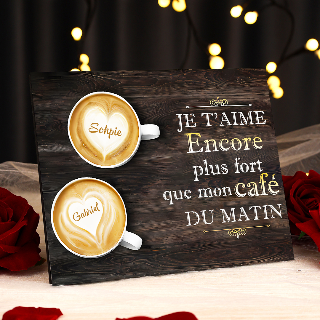 Cadre en Bois 2 Prénoms Personnalisés pour Couple Cadeau Saint Valentin
