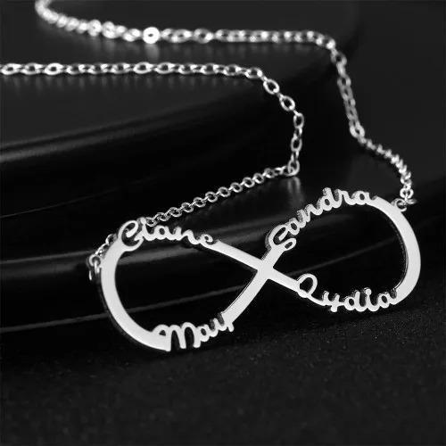 Collier 4 Prénom Infini en Argent 925 Quatre Prénoms