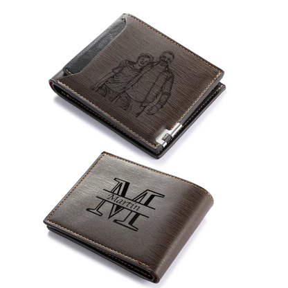 Portefeuille photo personnalisé en cuir PU cadeau pratique et émouvant pour homme papa mari anniversaire Noël | Jessemade