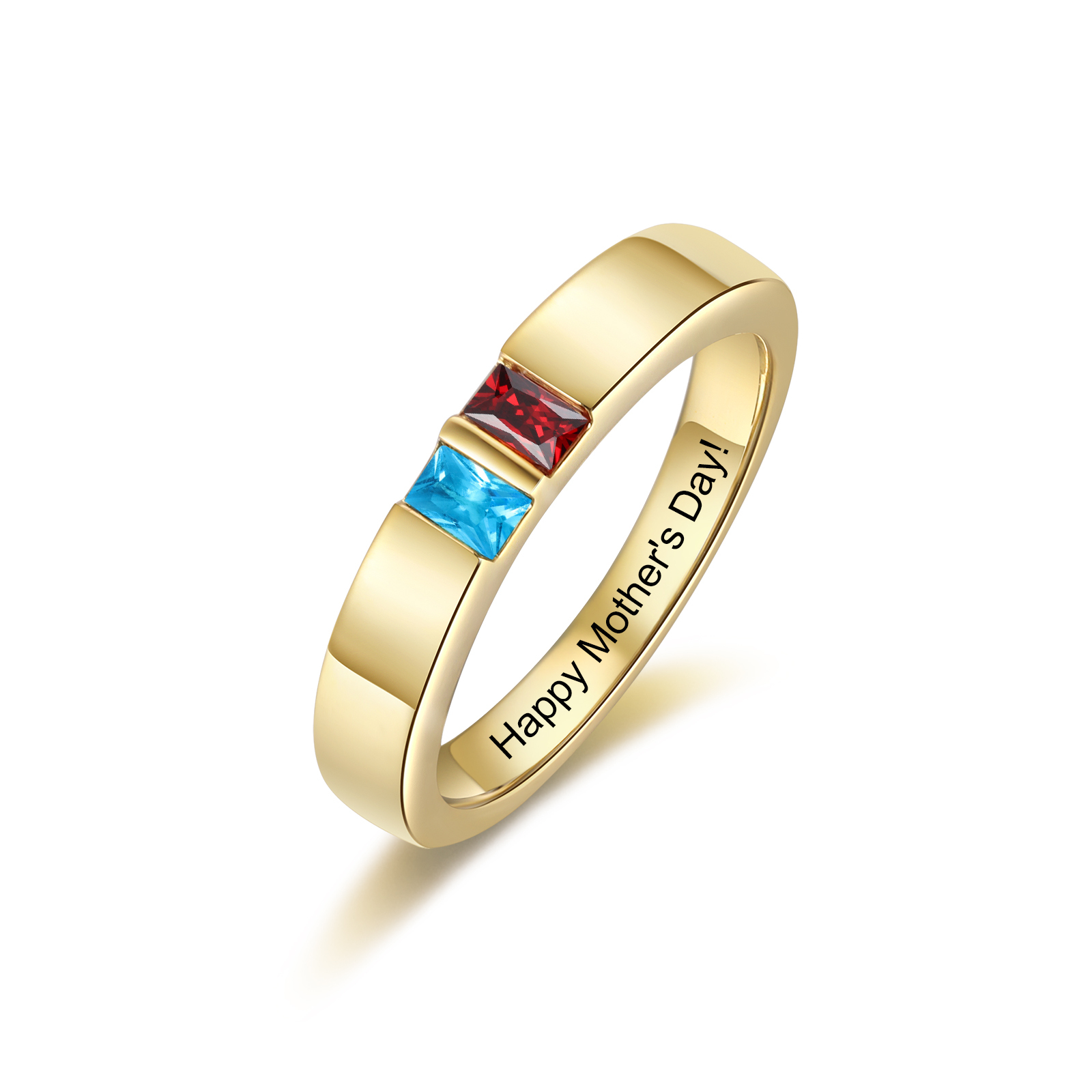 Bague personnalisable pierres de naissance gravée Cadeau fête des mères pour maman grand-mère | Jessemade