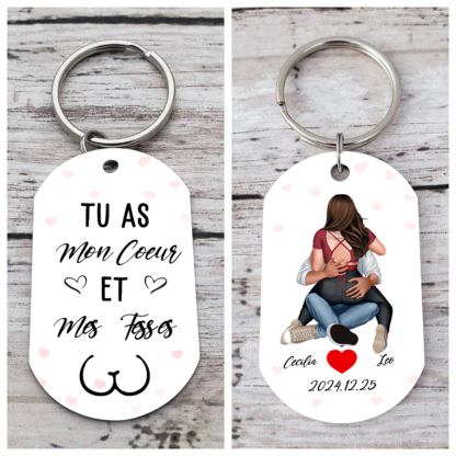 Porte-Clés 2 Prénoms Personnalisés avec Date Cadeau pour Couple Saint-Valentin | Jessemade