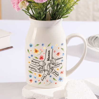Vase à Fleurs la main dans la main 7 Prénoms Personnalisés Décoration de la Maison