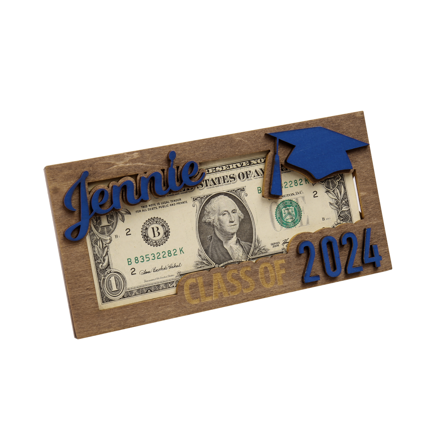 Porte-Cartes Diplômé en bois Prénom et Texte Personnalisés Cadeau de Graduation