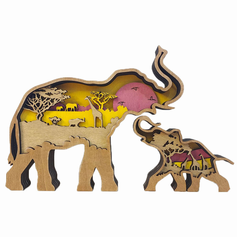 Bibelot En bois en Forme Eléphant sculpture 2 texte Personnalisé