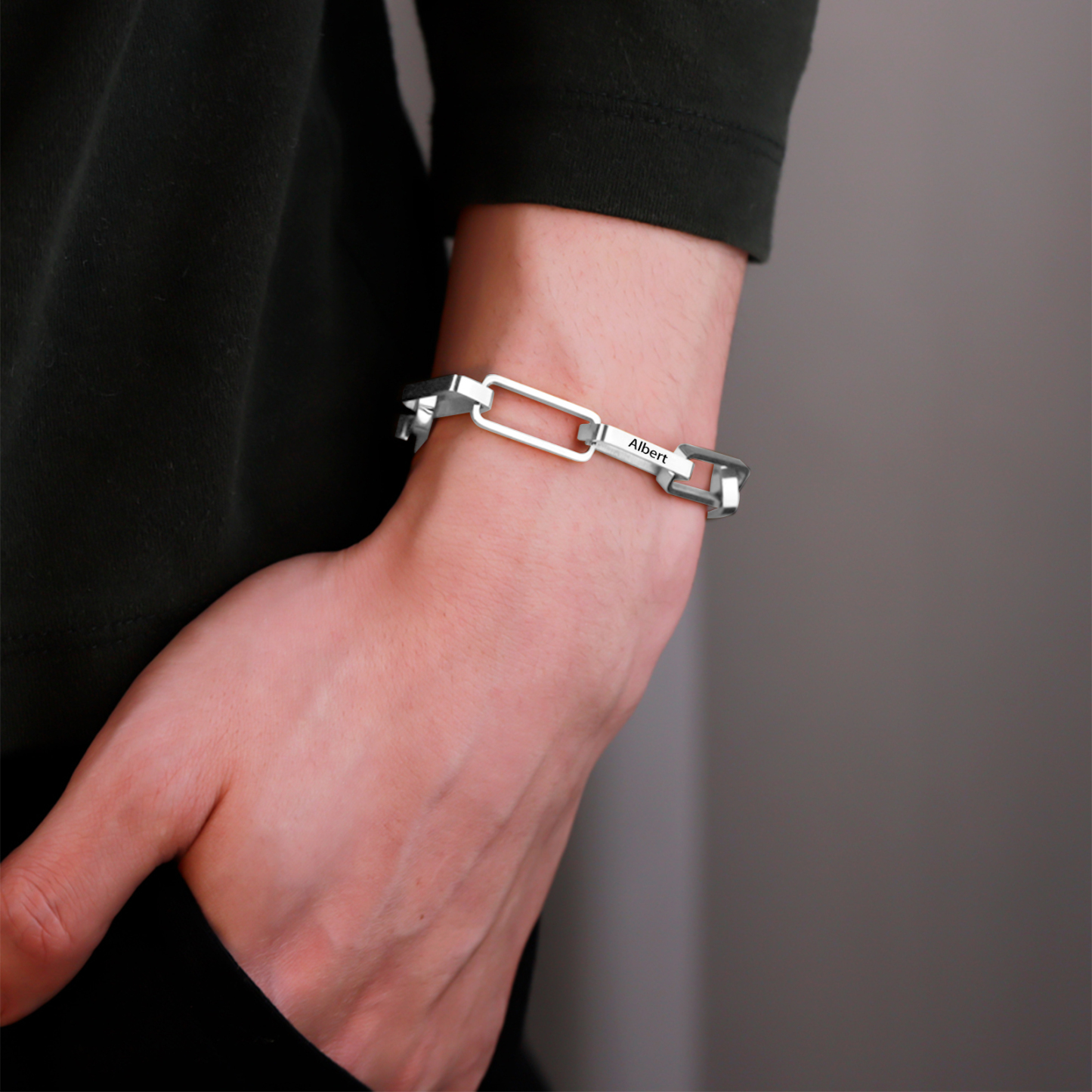 Bracelet chaîne maillons 2 Prénoms Personnalisés pour Hommes
