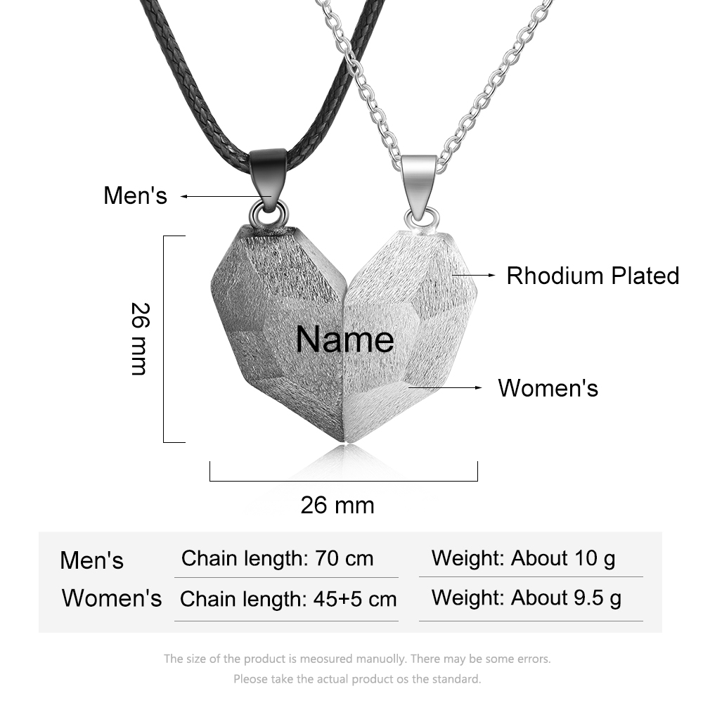 Collier breloque Coeur 2 lettre personnalisée Avec aimant pour Couple