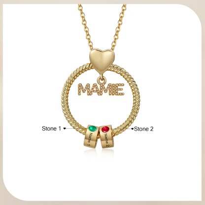 À ma Mamie - Collier personnalisé avec 2 Prénoms et Pierre de naissance  Collier pendentif Or/Argent｜Jessemade