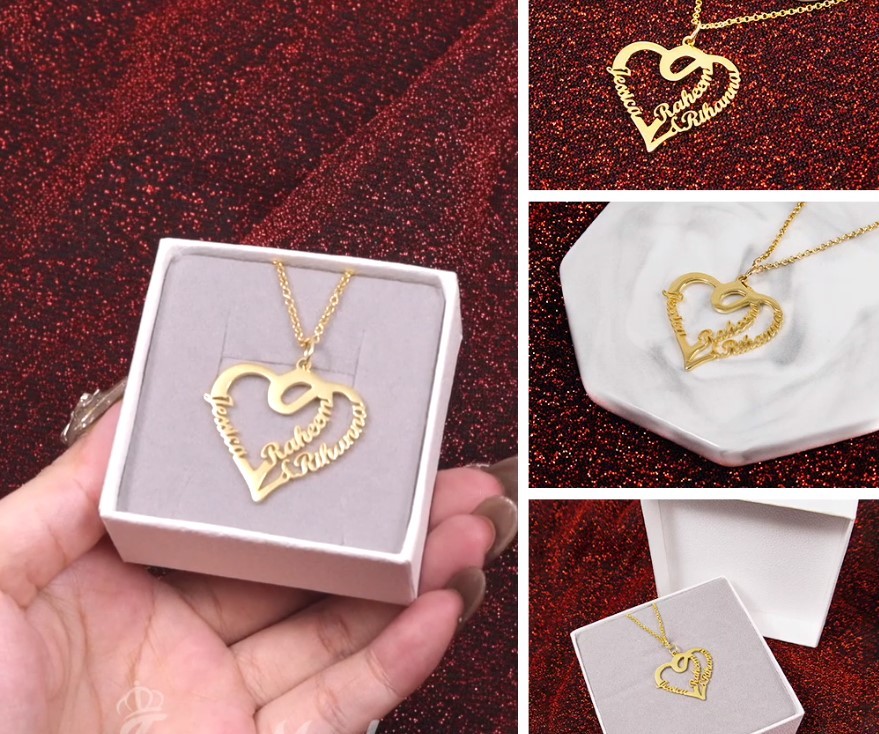 Collier Prénom Personnalisé Pour Femmes avec 3 Prénoms