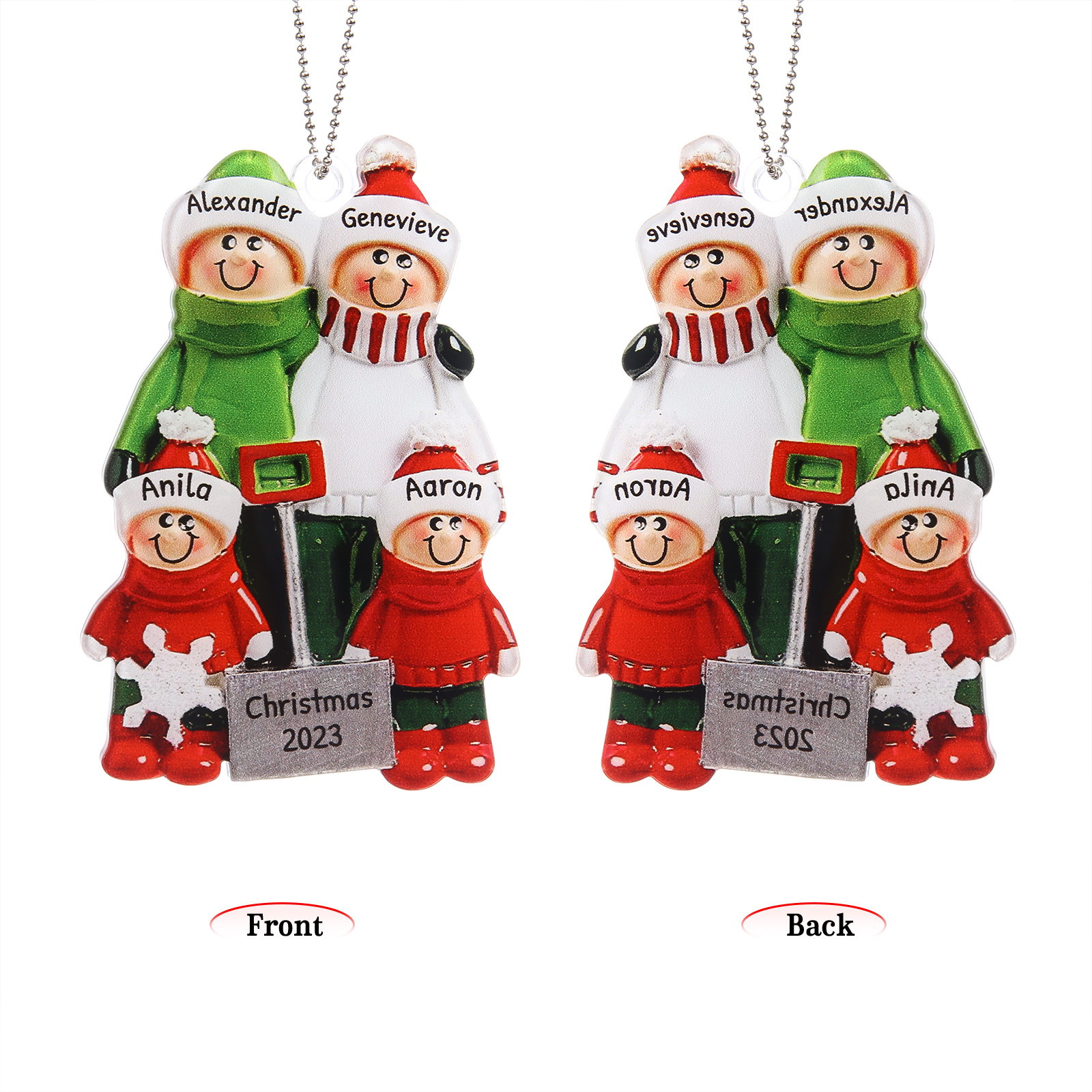 3-6 Noms Ornements de Noël Poupée Acrylique Personnalisés avec Texte