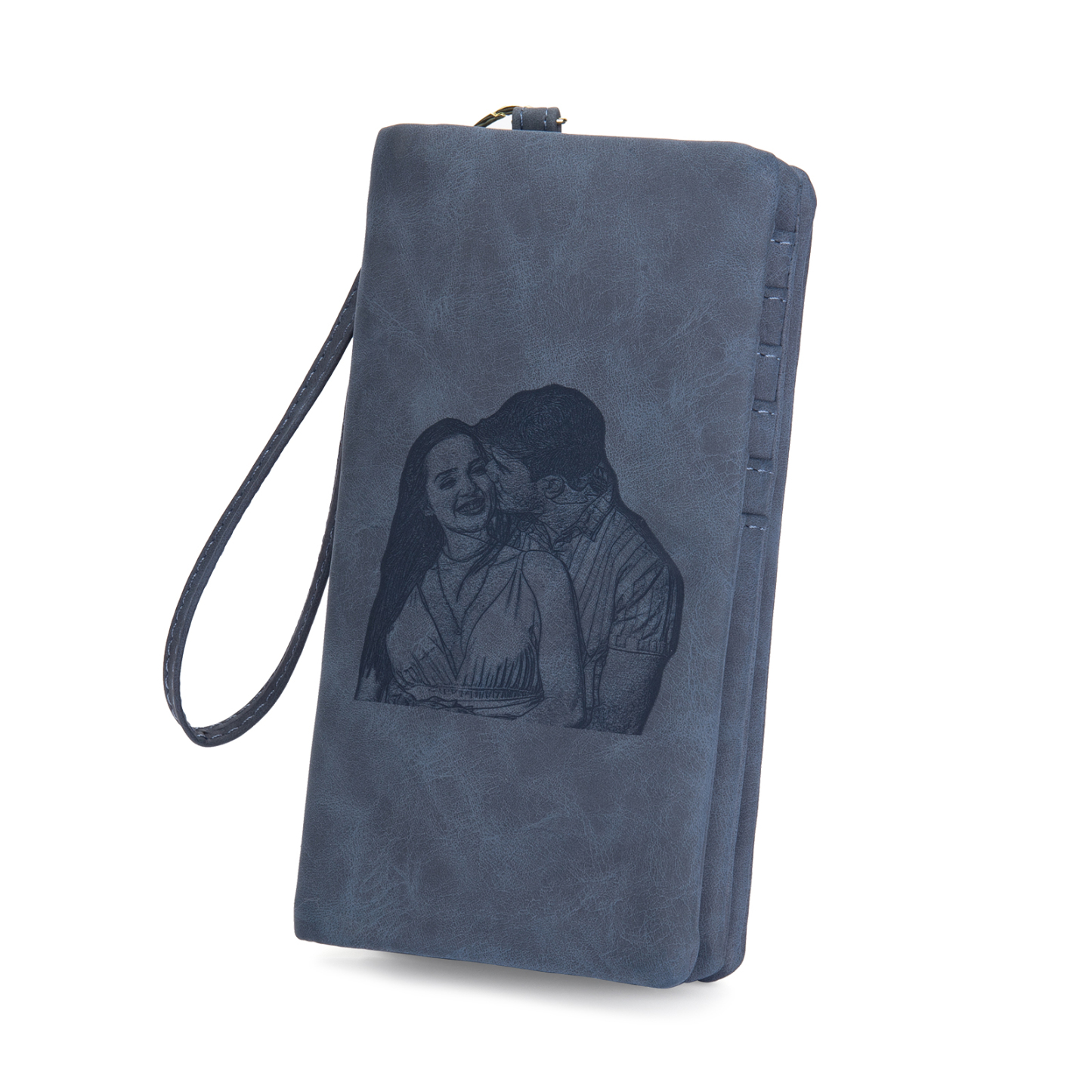 Jessemade FR Portefeuille long en cuir PU 1 Prénom personnalisé avec photos et texte et 2 lettre