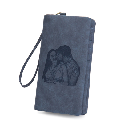 Jessemade FR Portefeuille long en cuir PU 1 Prénom personnalisé avec photos et texte et 2 lettre