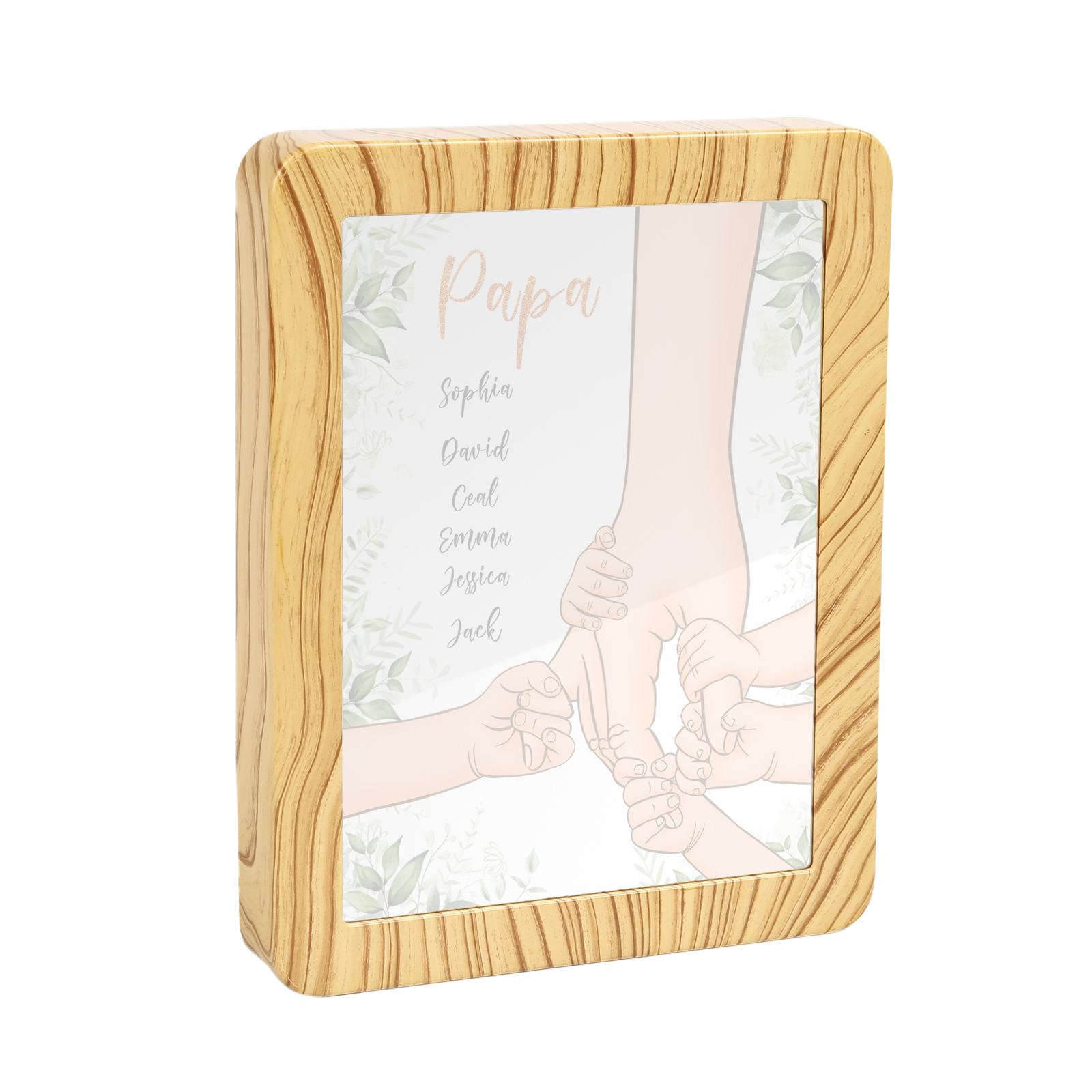 Lampe LED/Cadre Photo/Miroir multifonctionnel la main dans la main 6 Prénoms et 1 Tetxe Personnalisés Cadeau Créatif pour Famille