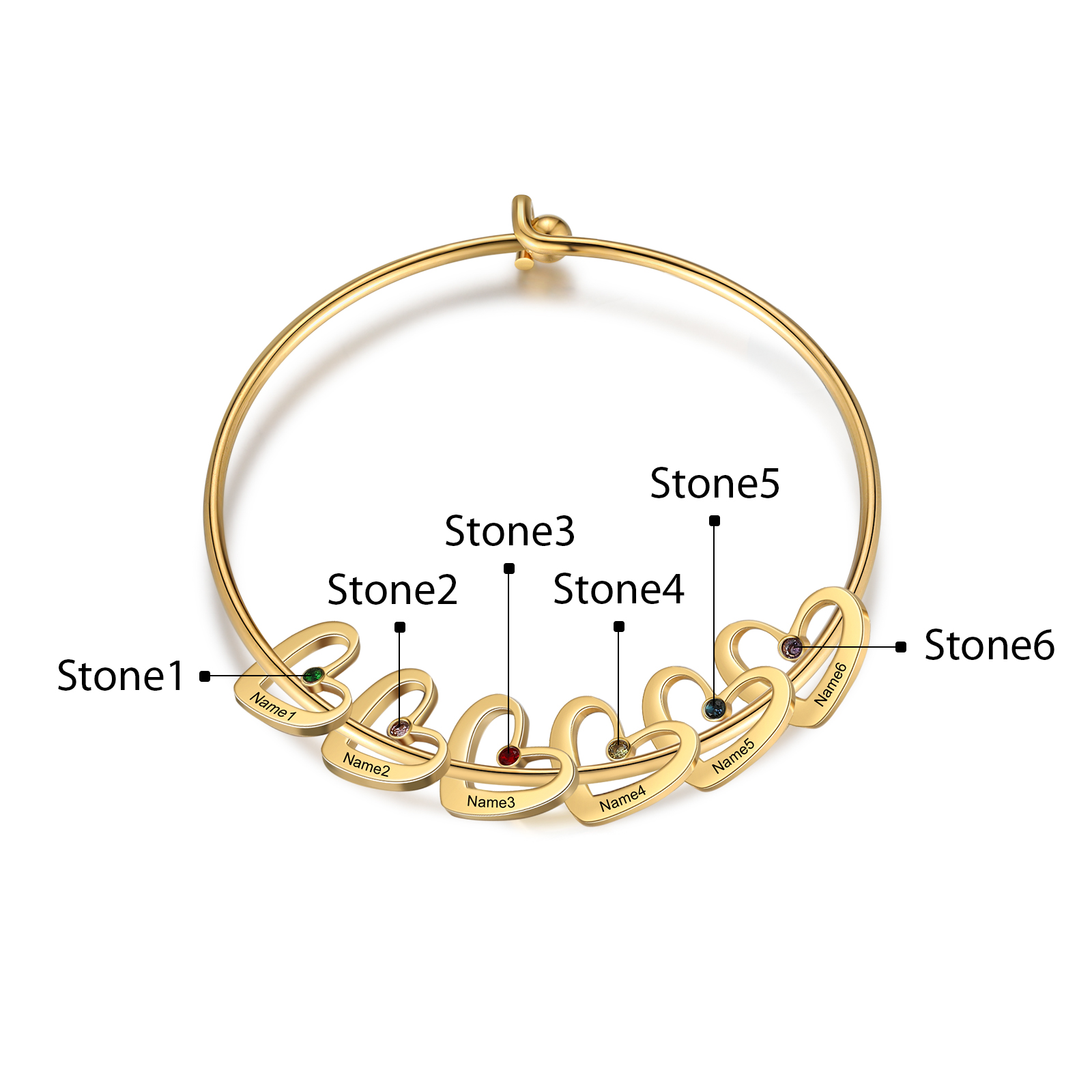 2PCS Coffret Cadeau À Maman - Collier Pendentif Arbre de vie Arbre et Bracelet Pierre Personnalisé avec 6 Prénoms et Pierres de Naissance | Jessemade