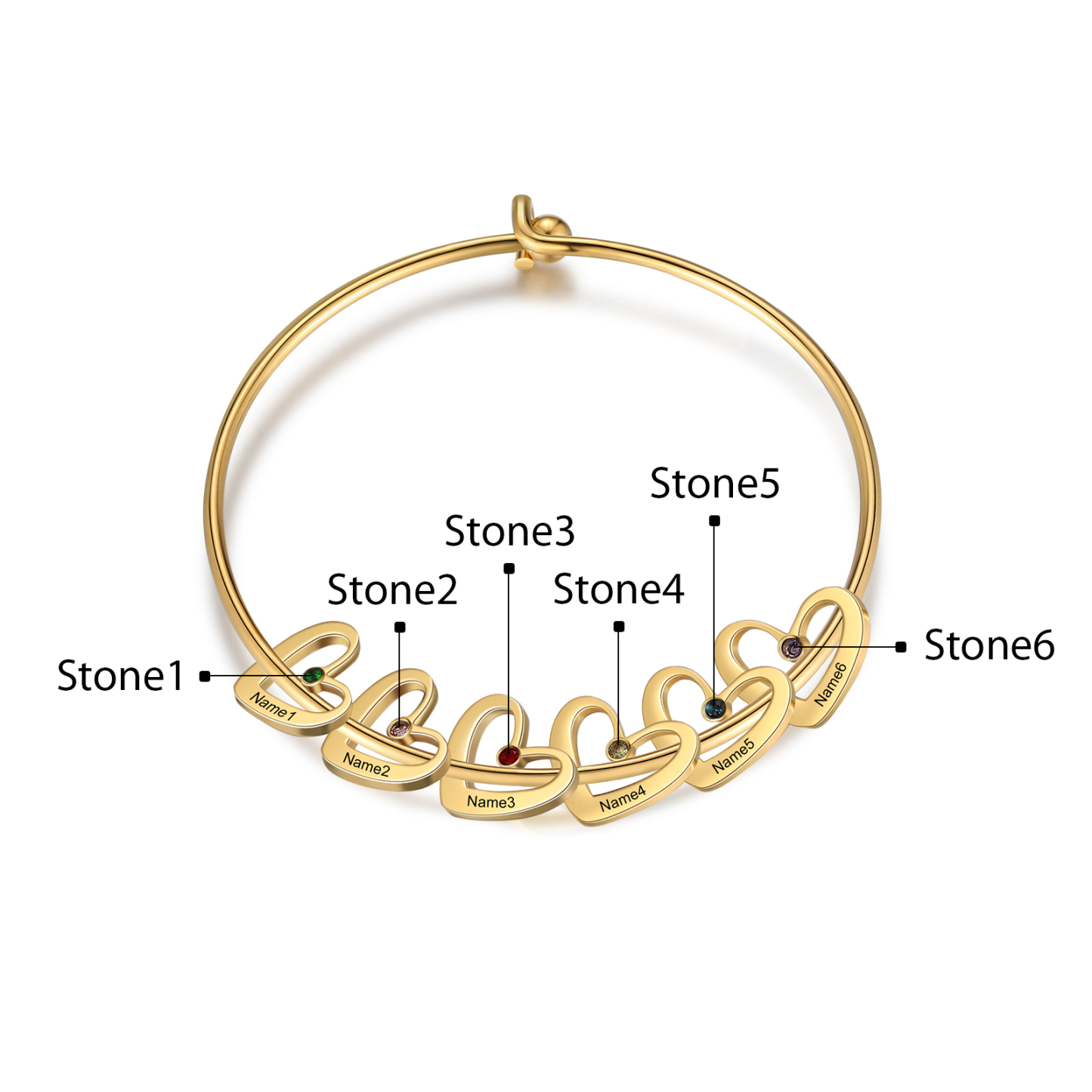 2PCS Coffret Cadeau À Maman - Collier Pendentif Arbre de vie Arbre et Bracelet Pierre Personnalisé avec 6 Prénoms et Pierres de Naissance | Jessemade