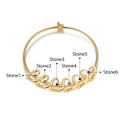 2PCS Coffret Cadeau À Maman - Collier Pendentif Arbre de vie Arbre et Bracelet Pierre Personnalisé avec 6 Prénoms et Pierres de Naissance | Jessemade