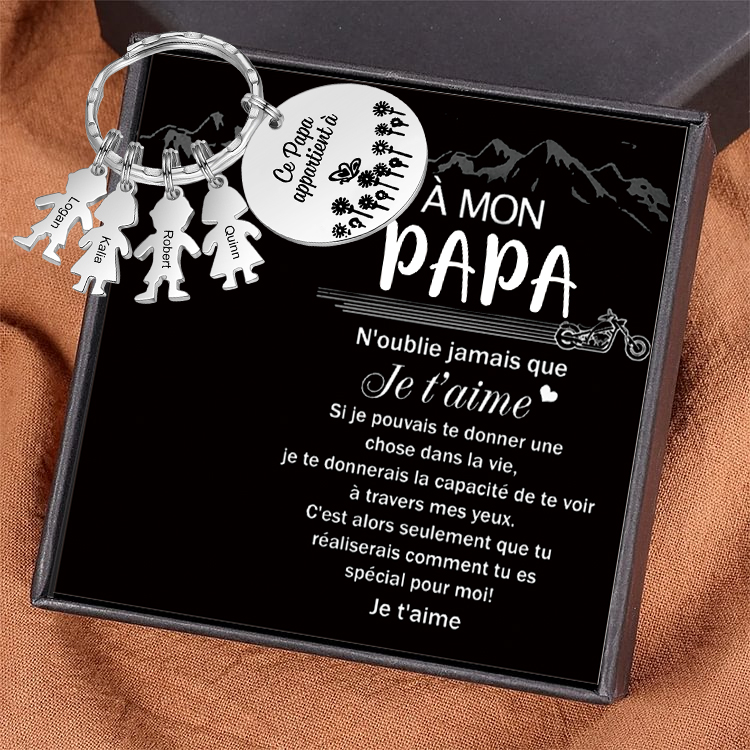 À Mon Papa - 1-5 Noms Porte-Clés Personnalisés Avec Breloques Enfants