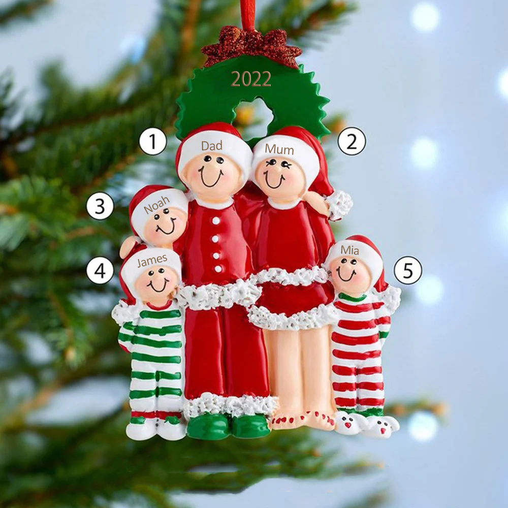 Ornements de Noël Poupée 5 Prénoms Personnalisés avec Années
