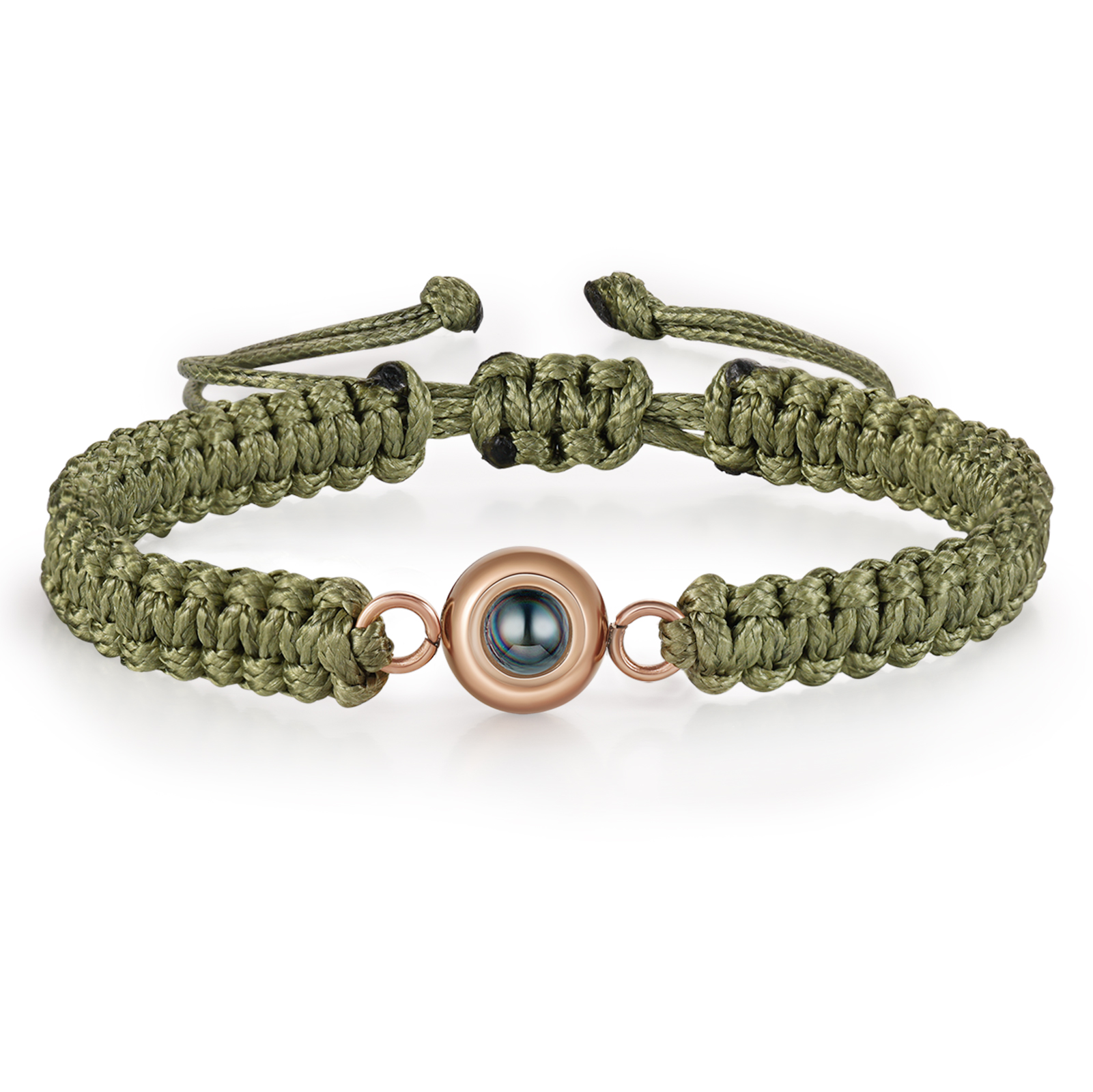 Bracelet en corde tressée avec Photo Personnalisée Bracelet Photo Projection Vert｜Jessemade