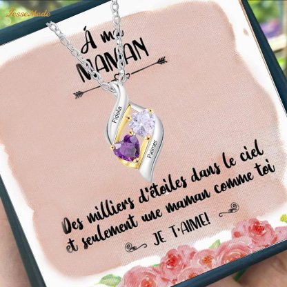 À ma Maman-Collier Personnalisé 2 pierres naissance ARGENT 925