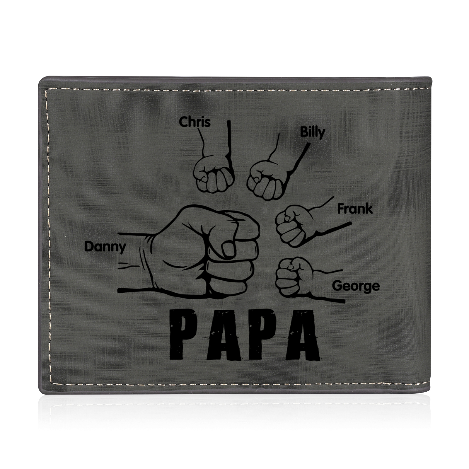 À mon Papa - Portefeuille Poings 5 Prénoms Personnalisés avec Photo Classique Homme Porte-Monnaie Carte