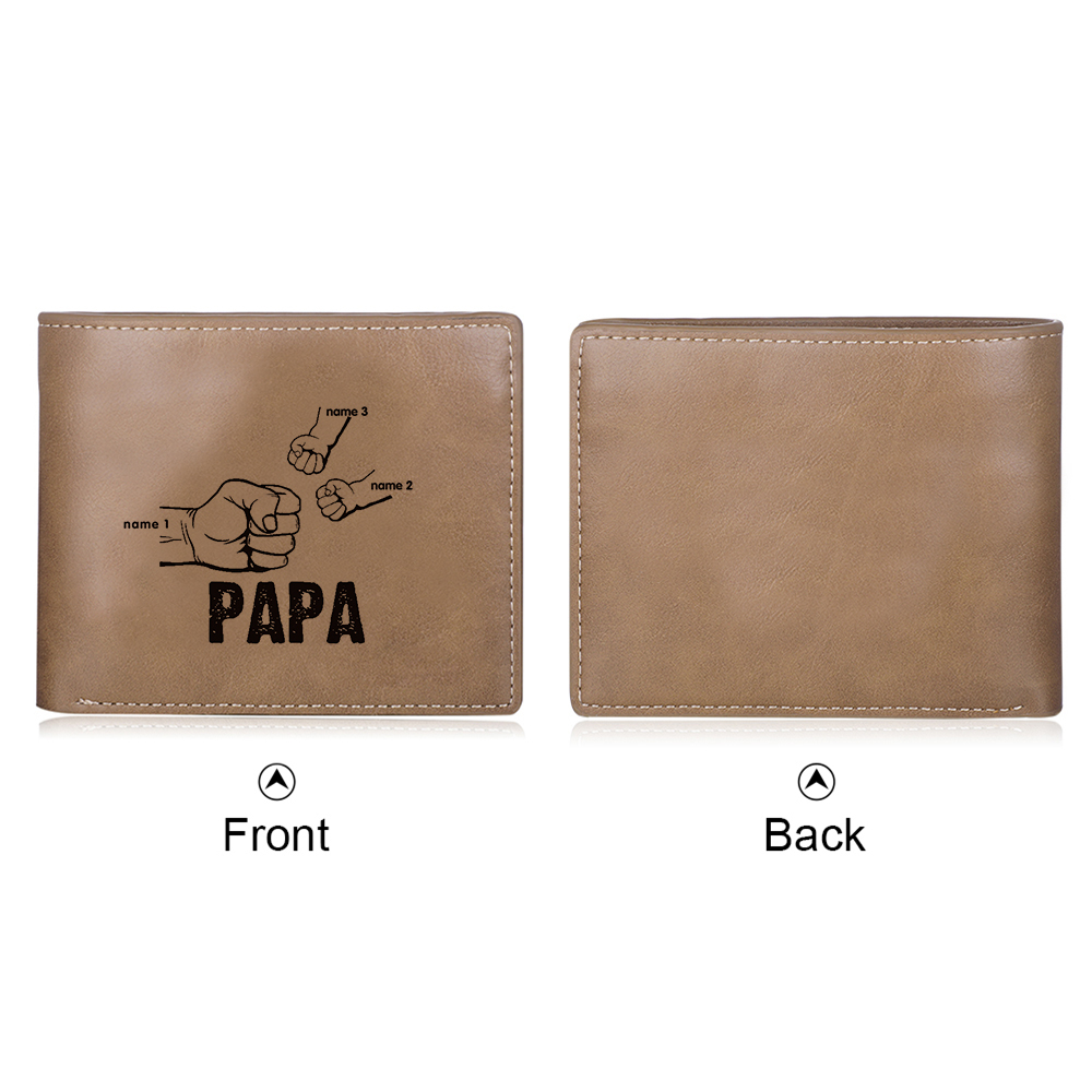 À Papa-Portefeuille Poings 3 Prénoms Personnalisé Classique Homme
