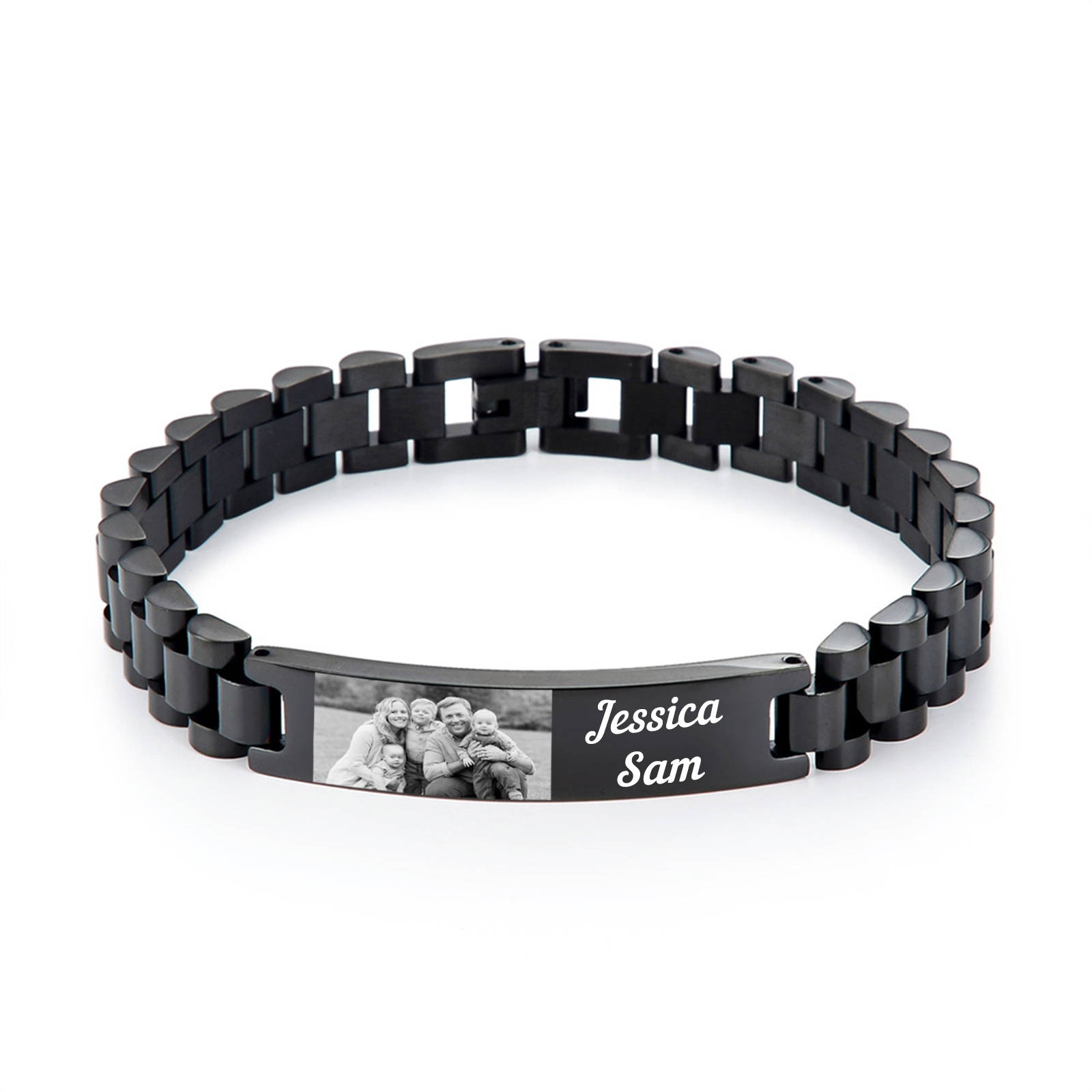À Mon Homme-Bracelet Personnalisé 1 texte avec 1 photo en Acier inoxydable