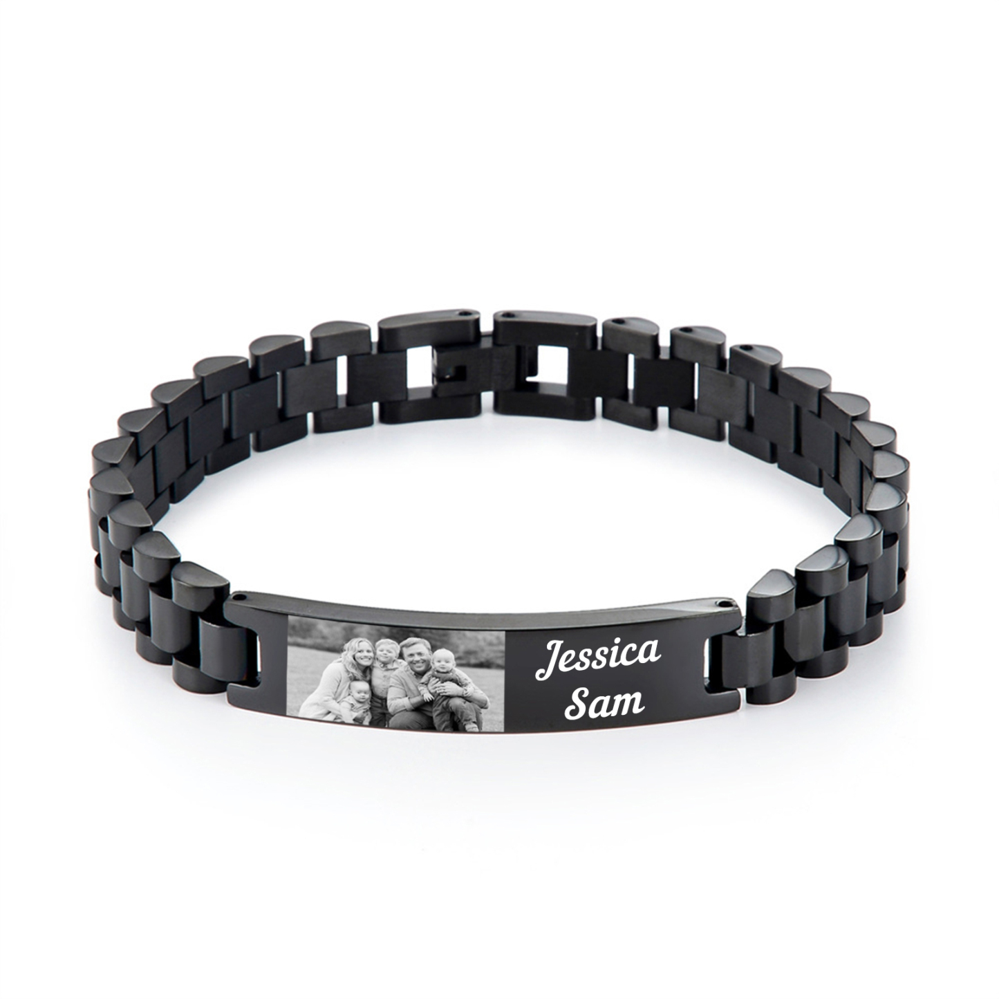 À Mon Homme-Bracelet Personnalisé 1 texte avec 1 photo en Acier inoxydable